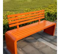Pllrbvshs Banco de Jardín Moderno de Metal, Banco Exterior de Acero Galvanizado, Diseño de Lamas con Respaldo, Impermeable y Antióxido, para Patio, Jardín, Porche, Césped.(Orange,150cm/59.1in)