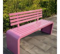 Pllrbvshs Banco de Jardín Moderno de Metal, Banco Exterior de Acero Galvanizado, Diseño de Lamas con Respaldo, Impermeable y Antióxido, para Patio, Jardín, Porche, Césped.(Pink,100cm/39.4in)