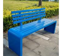 Pllrbvshs Banco de Jardín Moderno de Metal, Banco Exterior de Acero Galvanizado, Diseño de Lamas con Respaldo, Impermeable y Antióxido, para Patio, Jardín, Porche, Césped.(Blue,100cm/39.4in)