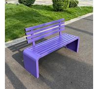 Pllrbvshs Banco de Jardín Moderno de Metal, Banco Exterior de Acero Galvanizado, Diseño de Lamas con Respaldo, Impermeable y Antióxido, para Patio, Jardín, Porche, Césped.(Purple,100cm/39.4in)
