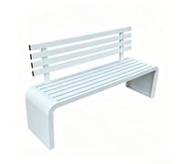 Pllrbvshs Banco de Jardín Moderno de Metal, Banco Exterior de Acero Galvanizado, Diseño de Lamas con Respaldo, Impermeable y Antióxido, para Patio, Jardín, Porche, Césped.(White,120cm/47.2in)
