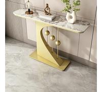 Pllrbvshs Consola Moderna de Entrada con Superficie de Piedra sinterizada y Marco metálico, Mesa Auxiliar Estrecha Rectangular para Sala, Pasillo y vestíbulo.(Gold2,150x30cm/59.1x11.8in)