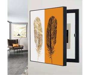 Pllrbvshs Cuadro Decorativo de Pared para Cubrir Caja de Interruptores y Fusibles, Marco Negro para Ocultar Contador Eléctrico para Cocina Sala Pasillo.(Black4,45x55cm,Left Door)