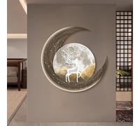 Pllrbvshs Decoración De Pared Luna 3D Con Luz LED Y Marco De Metal, Lámpara De Pared Redonda Diseño De Planeta Para Salón Y Dormitorio, Arte De Pared Moderno Estilo Cielo Estrellado.(R,90 cm/35.4 in)