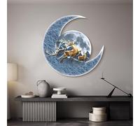 Pllrbvshs Decoración De Pared Luna 3D Con Luz LED Y Marco De Metal, Lámpara De Pared Redonda Diseño De Planeta Para Salón Y Dormitorio, Arte De Pared Moderno Estilo Cielo Estrellado.(J,50 cm/19.7 in)