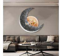 Pllrbvshs Decoración De Pared Luna 3D Con Luz LED Y Marco De Metal, Lámpara De Pared Redonda Diseño De Planeta Para Salón Y Dormitorio, Arte De Pared Moderno Estilo Cielo Estrellado.(G,70 cm/27.6 in)