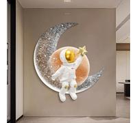 Pllrbvshs Decoración De Pared Luna 3D Con Luz LED Y Marco De Metal, Lámpara De Pared Redonda Diseño De Planeta Para Salón Y Dormitorio, Arte De Pared Moderno Estilo Cielo Estrellado.(V,60 cm/23.6 in)
