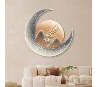 Pllrbvshs Decoración De Pared Luna 3D Con Luz LED Y Marco De Metal, Lámpara De Pared Redonda Diseño De Planeta Para Salón Y Dormitorio, Arte De Pared Moderno Estilo Cielo Estrellado.(A,50 cm/19.7 in)