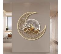 Pllrbvshs Decoración De Pared Luna 3D Con Luz LED Y Marco De Metal, Lámpara De Pared Redonda Diseño De Planeta Para Salón Y Dormitorio, Arte De Pared Moderno Estilo Cielo Estrellado.(Q,50 cm/19.7 in)