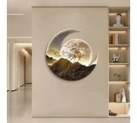Pllrbvshs Decoración De Pared Luna 3D Con Luz LED Y Marco De Metal, Lámpara De Pared Redonda Diseño De Planeta Para Salón Y Dormitorio, Arte De Pared Moderno Estilo Cielo Estrellado.(X,40 cm/15.7 in)