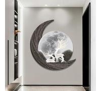 Pllrbvshs Decoración De Pared Luna 3D Con Luz LED Y Marco De Metal, Lámpara De Pared Redonda Diseño De Planeta Para Salón Y Dormitorio, Arte De Pared Moderno Estilo Cielo Estrellado.(W,40 cm/15.7 in)