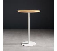 Pllrbvshs Mesa de Bar Redonda Estilo Europeo de Madera Maciza, Mesa Alta Pequeña for Balcón, Mesa Auxiliar con Estructura de Metal for Hogar, Café, Coffee Shop o Tienda de Té.(Woodw,80x80x105cm)