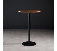 Pllrbvshs Mesa de Bar Redonda Estilo Europeo de Madera Maciza, Mesa Alta Pequeña for Balcón, Mesa Auxiliar con Estructura de Metal for Hogar, Café, Coffee Shop o Tienda de Té.(Walnutb,80x80x105cm)