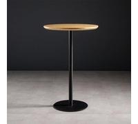 Pllrbvshs Mesa de Bar Redonda Estilo Europeo de Madera Maciza, Mesa Alta Pequeña for Balcón, Mesa Auxiliar con Estructura de Metal for Hogar, Café, Coffee Shop o Tienda de Té.(Woodb,80x80x105cm)