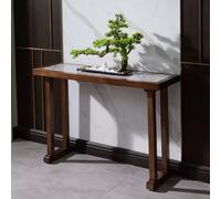 Pllrbvshs Mesa de Entrada Moderna de Madera Maciza con Tablero de Piedra sinterizada, Consola Larga Estrecha detrás del sofá, Mesa Decorativa para Pasillo, Sala y Dormitorio.(80x35cm/31.5x13.8in)