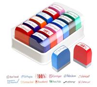 PLLYPE 12 sellos para profesores franceses, sellos autoentintables, alabanza, estímulo niños, sellos de recompensa motivación para profesores y estudiantes, deberes escolares