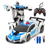 PLLYPE 2 in 1 Robot RC Car, 2.4GHz Transform Coche Robot Juguetes, Rotación 360°, Transform Juguete Policia Coche Teledirigido, con Batería Recargable y Luz, para Niños Niñas