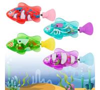 PLLYPE 4 piezas Robo Fish, Peces robot, Peces eléctricos con luminoso, Peces electrónicos para mascotas, funciona con pilas, gato Interactivo juguete de pesca flotante para juguetes de piscina