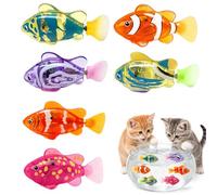 PLLYPE 6 piezas Robo Fish, Peces robot, Peces eléctricos con luminoso, alimentado por batería, pez electrónico para mascotas, gato interactivo juguete de pesca flotante para juguetes de piscina