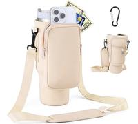 PLLYPE Bolsa para botella de agua para taza Stanley, 1,2 l/40 oz Bolsa de transporte con compartimento para teléfono móvil, mosquetón y correa ajustable, Water Bottle Carrier Bag para caminar, Negro