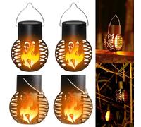 PLLYPE Luces De Llamas Solar Exterior Jardin, 4 Piezas Lámpara Antorcha Solares De Llamas Jardín Exterior, Luz De Llama Solar De Exterior, Para Decoración Jardín Patio Camino