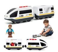 PLLYPE Potente Juego de Tren de Motor, Tren de Locomotora de acción con Pilas, con Luz y Sonido, para Niños de 3+ Años, Compatible con Thomas, Brio