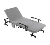 PLMNBQWE Cama Plegable con colchón, Cama Plegable portátil para Invitados con Respaldo Ajustable y Estructura de Metal.