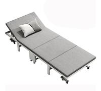 PLMNBQWE Cama Plegable con colchón, Cama portátil para Adultos con Respaldo Ajustable, Estructura de Acero Reforzado Plegable