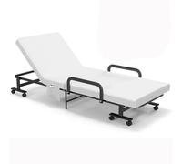 PLMNBQWE Cama Plegable con colchón para Adultos, Cama portátil para Invitados con Respaldo Ajustable