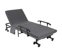 PLMNBQWE Cama Plegable portátil para Invitados con colchón, Respaldo Ajustable y Estructura de Metal, Cama Plegable