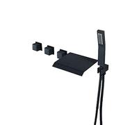 PLMNBQWE Classic Waterfall Tub Faucet with Brass Handheld Shower Head, Split Bathtub Faucet 3 Handle Tub Tap Wall Mounted Tub Filler Faucet for Bathr