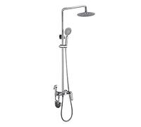 PLMNBQWE Faucet/Tap,Shower System Wall Mounted Shower Faucet Set with 8" Round Shower Head Single Handle Shower Set Bathroom with Bath Filler and Han