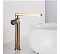 PLMNBQWE Grifo de Lavabo Alto para baño, Color Negro, con Montaje en Cubierta, con manija Redonda, Mezclador de Agua fría y Caliente, Grifo de grúa a Juego.