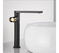 PLMNBQWE Grifo de Lavabo Alto para baño, Color Negro, con Montaje en Cubierta, con manija Redonda, Mezclador de Agua fría y Caliente, Grifo de grúa a Juego.