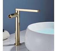 PLMNBQWE Grifo de Lavabo Alto para baño, Color Negro, con Montaje en Cubierta, con manija Redonda, Mezclador de Agua fría y Caliente, Grifo de grúa a Juego.