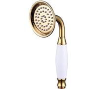 PLMNBQWE Hand Shower Head Brass Hand Shower Gold Shower Head Single Function Hand Shower Round Shape Suitable for Hotel Home Gym