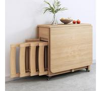 PLMNBQWE Juego de Mesa de Comedor, Mesa de Cocina abatible y sillas, Escritorio Extensible de Madera, Mesa Plegable móvil Que Ahorra Espacio con 4 sillas, Plegable en T