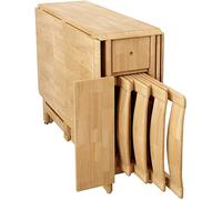 PLMNBQWE Juego de Mesa de Comedor, Mesa de Cocina Plegable con 4 sillas de Comedor, Mesa abatible de Madera Maciza con 1 cajón, para Espacios pequeños, comedores y cocinas