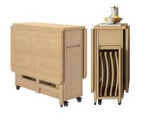 PLMNBQWE Juego de Mesa de Comedor, Mesa de Comedor Plegable de 1,3 m con 4 sillas, Mesa abatible de Madera Maciza, Mesa Que Ahorra Espacio para Cocina, Comedor, Sala de Estar