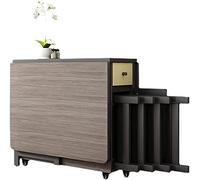 PLMNBQWE Juego de Mesa de Comedor Plegable, Mesa de Cocina de Hoja abatible móvil con 4 sillas, Mesa de Almacenamiento Simple de Madera con 2 Ruedas para Cocina, Comedor