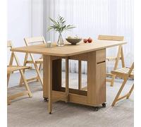 PLMNBQWE Mesa de Comedor Extensible, Mesa de Comedor Plegable, Mesa de Cocina de Madera Maciza, Mesa abatible con Ruedas universales, Mesa Plegable compacta Que Ahorra Espacio