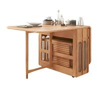 PLMNBQWE Mesa de Comedor Plegable Extensible, Mesa de Cocina de Madera con Hojas abatibles, diseño de Borde Redondeado, Ahorro de Espacio, Mesa de Comedor compacta Multifuncional