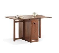 PLMNBQWE Mesa de Comedor Plegable, Mesa de Hojas abatibles de Roble, Muebles de Cocina, Escritorio de computadora multifunción de Madera Maciza con 3 cajones, para apartamento pequeño, Sala de Estar