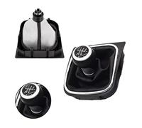 PLMNHSS Pomo palanca cambios Para Golf MK5 MK6 Para Scirocco 2009 5/6 Perilla De Cambio Velocidad Palo Manual Cuero Balonmano(Black 5 Speed)