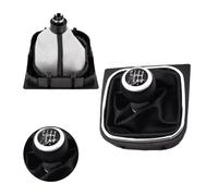 PLMNHSS Pomo palanca cambios Para Golf MK5 MK6 Para Scirocco 2009 5/6 Perilla De Cambio Velocidad Palo Manual Cuero Balonmano(Black 6 Speed)
