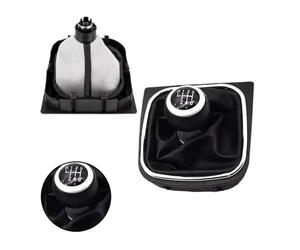 PLMNHSS Pomo palanca cambios Para Golf MK5 MK6 Para Scirocco 2009 5/6 Perilla De Cambio Velocidad Palo Manual Cuero Balonmano(Black 6 Speed)