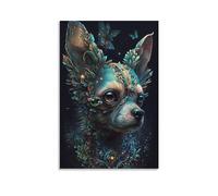 PLMoney Atractivo arte de perro chihuahua: impresiones en lienzo de reproducción de obras de arte sobre lienzo para decoración de pared en el hogar, oficina, 19.7 x 29.5 in