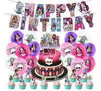 PLNVNVP 30 pcs Monsters Decoraciones Cumpleaños, Accesorios Para Globos, Cumpleaños Pancarta Monster, Globos de Latex, Cupcake Toppers, Party Decoration Set
