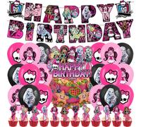 PLNVNVP 32 pcs Monsters Decoraciones Cumpleaños, Accesorios Para Globos, Cumpleaños Pancarta Monster, Globos de Latex, Cupcake Toppers, Party Decoration Set