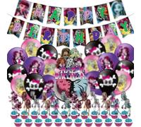 PLNVNVP 44 pcs Monsters Decoraciones Cumpleaños, Accesorios Para Globos, Cumpleaños Pancarta Monster, Globos de Latex, Cupcake Toppers, Party Decoration Set